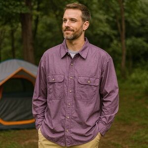 Exofficio Insect Shield Purple Lightweight Button up Outdoors Camping Hiking XXL
